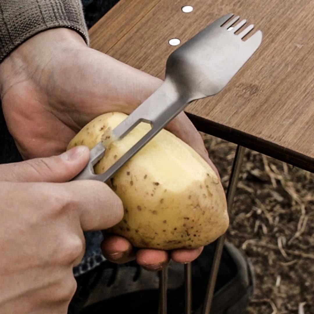 Peeling potato — alternate angle